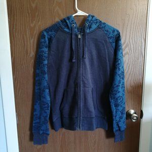 [41] Aeropostale Blue Zip Up Long Sleeve Hoodie with Floral Print Size M